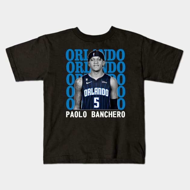 Orlando Magic Paolo Banchero 5 Kids T-Shirt by Thejockandnerd